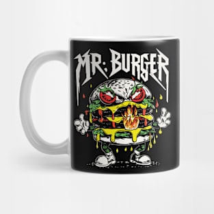 Metallic Burger Maestro: Shredding Flavors with Mr. Burger Mug